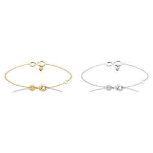 Bracelet infini coeur en or et argent