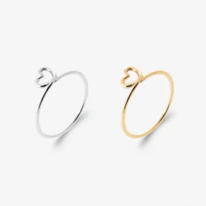 Bague coeur en or et argent